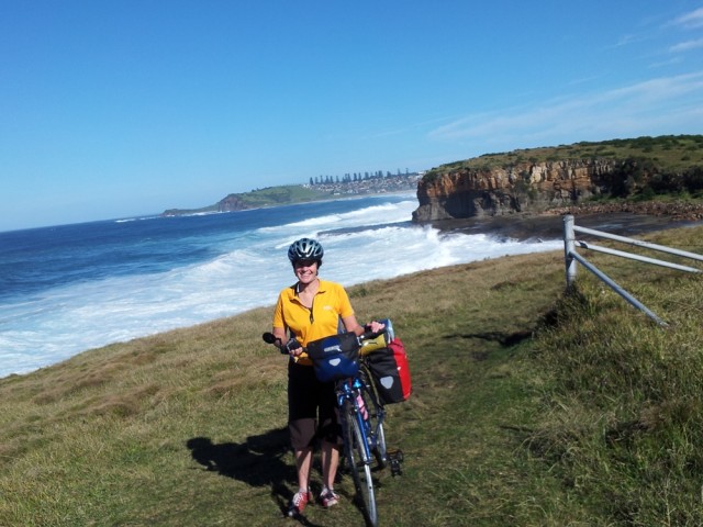 Jen on the cliff top walk.