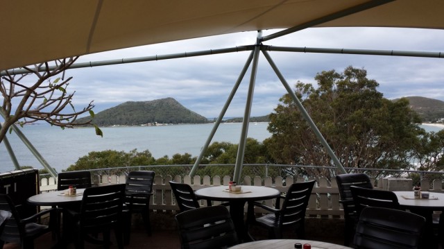 View from the cafe at the top of the hill next to caravan park.