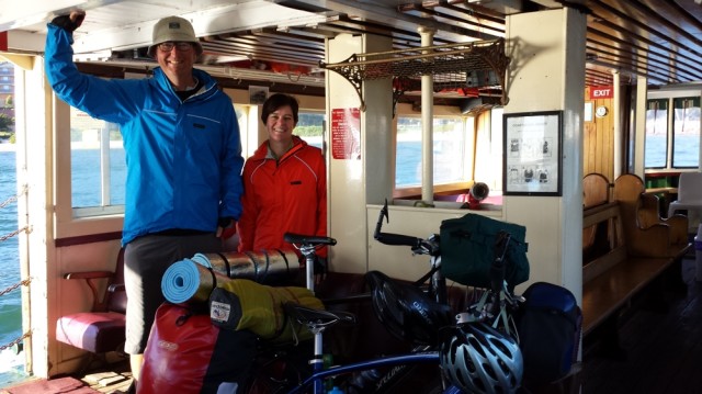 Us on the ferry to Tea Gardens