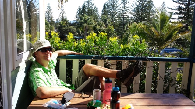 Lunching on the cabin deck